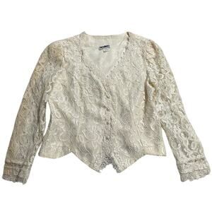 VTG Ultra Dress New York Lace Jacket Pearl Buttons Womens Small Medium USA Ivory